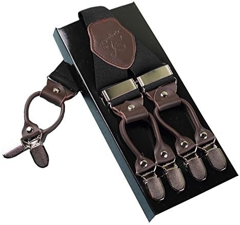 Men Suspenders KANGDAI Suspenders For Men 10 Colors 6 Clips Wide 1.4" Y Back Heavy Duty Men Braces Elastic Durable Suspenders Strong Metal Clips