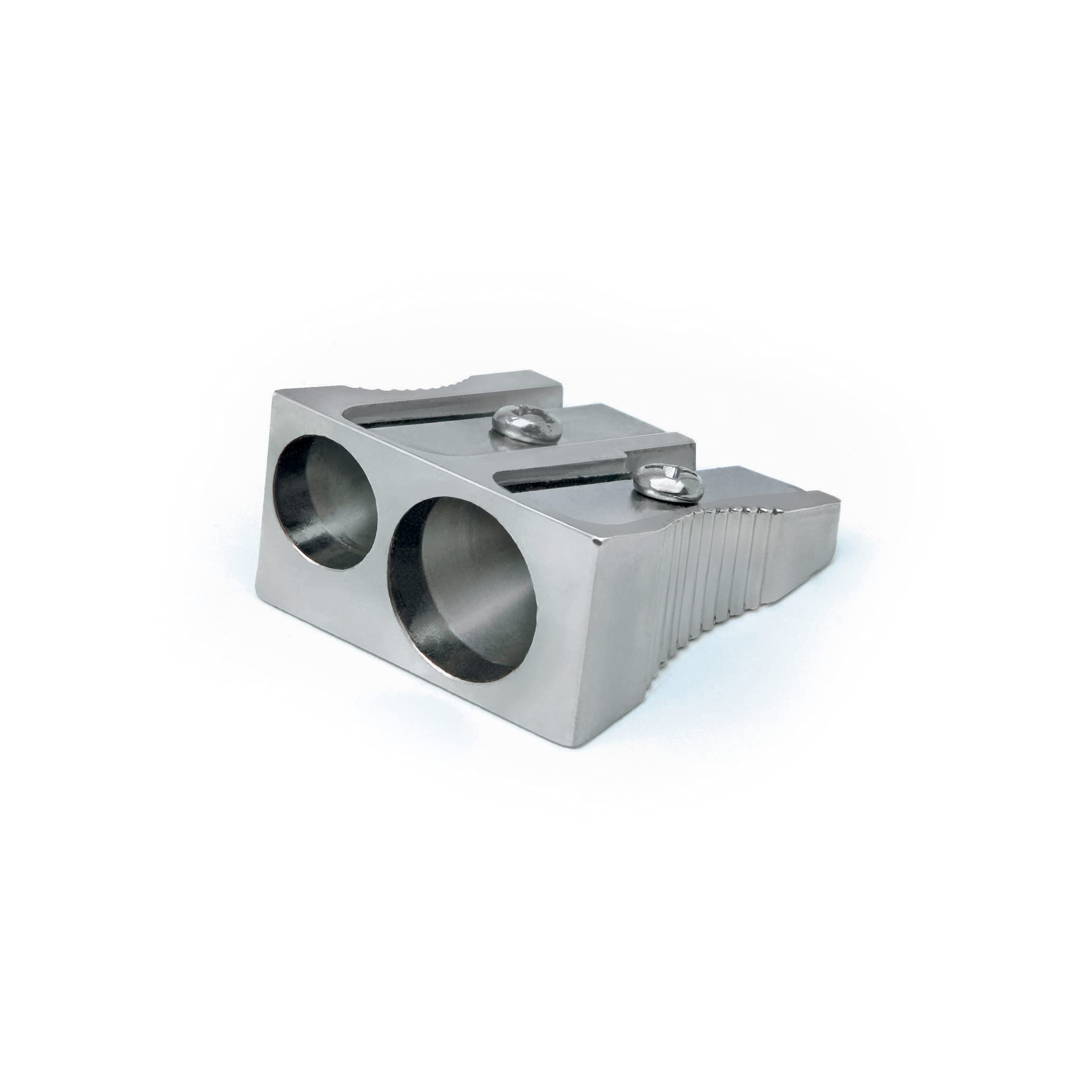 Rapesco R14DCDM2 Metal Wedge Double-Hole Pencil Sharpener, Silver
