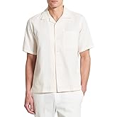 Theory Mens Noll Short Sleeve Camp Collar in Geo Cotton Dobby
