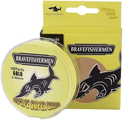 Bravefishermen Super Strong Pe Braided Fishing Line Abrasion Resistant Braided Lines 8LB to 100LB And 100Yard to 500Yard (Yellow, 100Yard/10LB)
