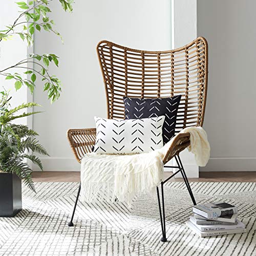 Nestinco Set of 2 Boho Pillow Covers 24 x 24 inches Black Square Pillow