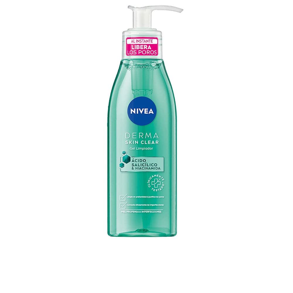 NIVEA Derma Skin Clear Gel (150ml) facial cleanser for imperfect skin with vegan formula, pore cleanser