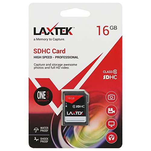 LAXTEK 16GB Ultra Class 10 SDHC UHS-I Ultra HD 4K Video High Performance SD Card