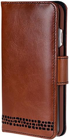 iPhone 7 Case – Ed Hicks iPhone 7 Leather Case – Genuine Leather – Luxury Folio Wallet Flip – Card Slots – Bill Pocket– Double Shield – Color Matched Phone Holder. Vintage Brown with Black Detailing