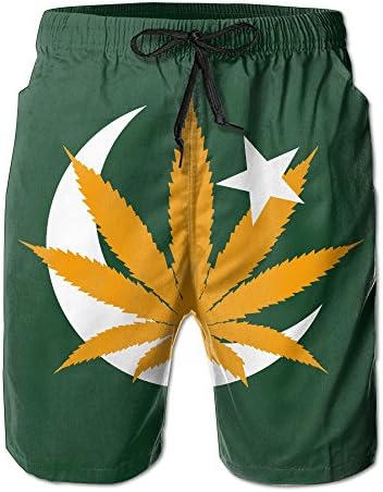 Ank196 Mens Weeds Leaf With Pakista Flag Casual Sport Camouflage Short Pants Jogging Pants Large