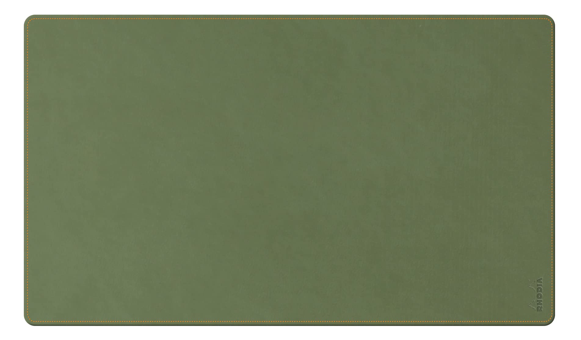RHODIA 194274C - Sage Soft Desk Pad - Size M (80x40 cm) - Italian Faux Leather - Orange Saddle Stitching - Rhodiarama Home Office Collection - Office Organization & Designer Storage