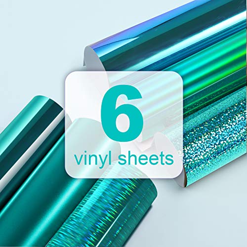 TECKWRAP Mint Green Holographic Adhesive Vinyl Sheets 12" x 12" 6