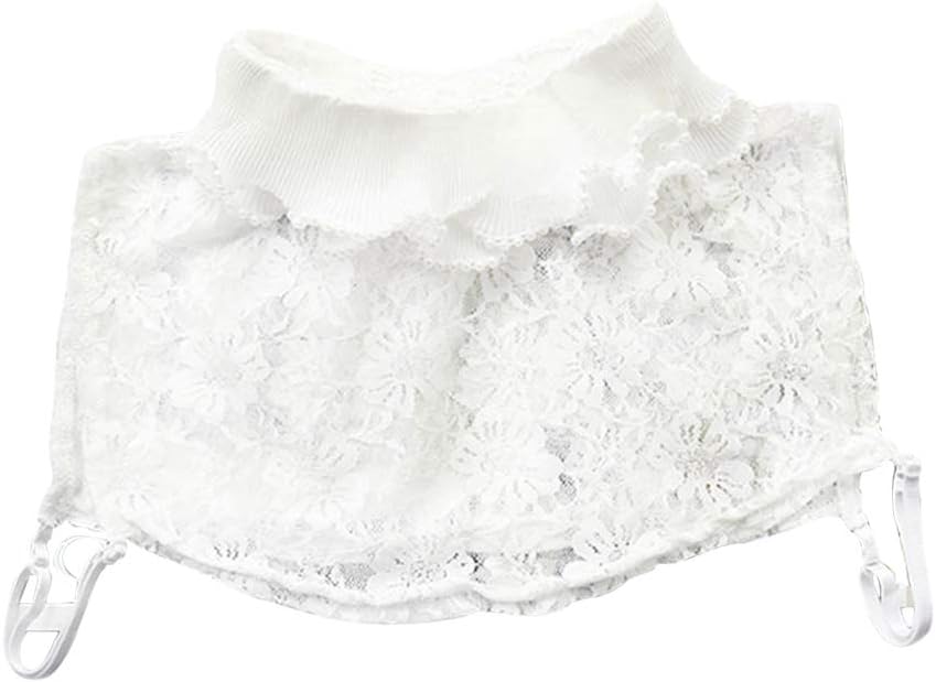 Women's Knit Lace Turtleneck Dickey Collar Bead Lace Fake Collar
