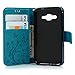 Galaxy Core Prime Case,Samsung G360 Case - Badalink Embossed Wallet Premium PU Leather with Fashion Flowers Butterfly Flip Cover with Hand Strap & 3D Cute Elephant Dust Plug & Stylus Pen - Blue