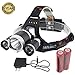 GYY Ultra Bright Headlamp Headlight Flashlight LED Light with Rechargeable Batteries and Charger (Black)