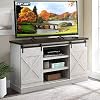 Hooseng Farmhouse Entertainment Center with Adjustable Shelves Sliding Barn Door Stands TVs Up to 60″ Storage Cabinet Table for Living Room, 54″ L x 15″ W x 30″ H, Sargent Oak