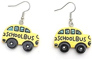 YOCOYEE Lovely School Bus Dangle Earrings Resin Cartoon Car Funny Earrings Students Teachers Jewelry