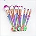 Affei 7Pcs Mermaid MakeUp Brushes Set Eyebrow Eyeliner Blush Foudation Cosmetic Tools (Colorful)