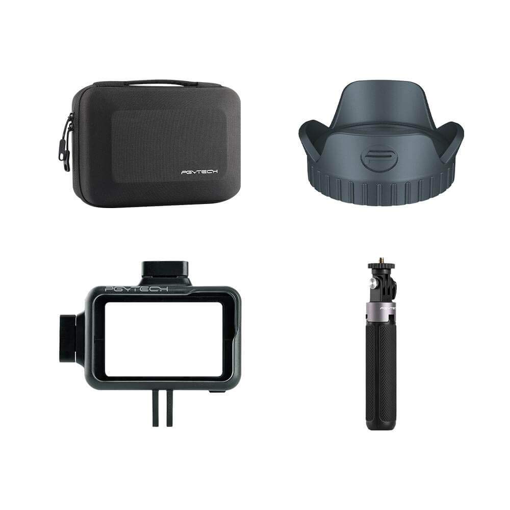 PGYTECH OSMO Action VLOG Set including Camera Cage, Handle Grip/Extension Pole Tripod, Carry Case & Lens Hood (P-11B-026)