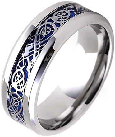 Tanyoyo 8MM Celtic Dragon Ring for Men Women Titanium Stainless Steel Wedding Band
