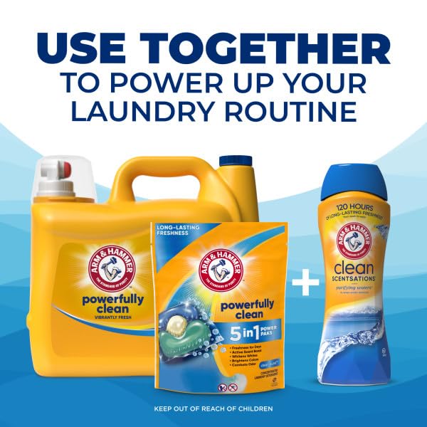 ARM & HAMMER LIQUID LAUNDRY DETERGENT, POWERFULLY CLEAN, CLEAN BURST SCENT, MORE LOADS, 205 LOADS, 205 FL OZ