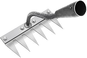 IOXZAQO Iron Weeding Rake, Iron Rake for Gardening and Weeding, Detachable Gardening Hand Weeder Tool, Multi-Function Gardening Tool for Tilling and Planting (6 Teeth)