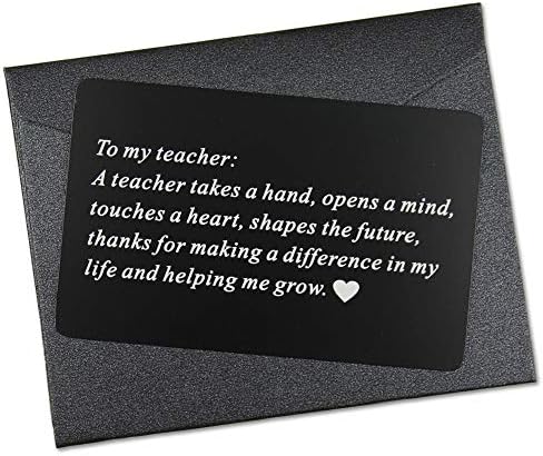 Vanfeis Engraved Metal Wallet Mini Love Note Insert Card - Perfect Teacher Appreciation Gifts for Birthday, Christmas, Graduation - Best Teacher Ever Gift Ideas, Unique New School Teachers Present