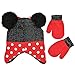 Disney Toddler Girls Minnie Mouse Polka Dot Hat and Mitten Cold Weather Set, Age 2-5,Black, Red,One Size