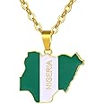 Sajayea Nigerian Necklace 18K Gold Plated Pendant for Women Men African Map Nigerian Jewelry Gift