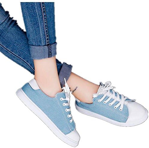 Gillberry Women Canvas Flats Shoes Slip On Comfort Shoes Flat Shoes Loafers (7, Blue)