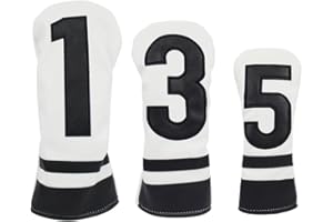 Scott Edward Golf Club Covers 3 Pcs/1Pcs, PU Numbered 1 3 5 Golf Headcovers for Driver and Fairway Wood Fit Most Golf Clubs C