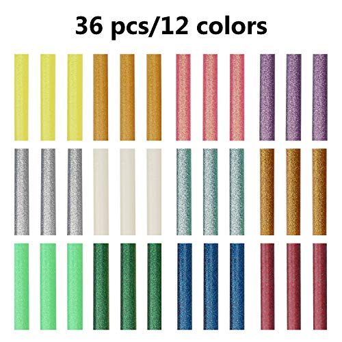 Mini Hot Glue, Enpoint 3.93 x 0.43 in Hot Glue Sticks for Glue Gun EVA Glitter Colored Hot Melt Adhesive Glue Sticks for DIY Art Craft General Repairs and Gluing Projects 36 Pack