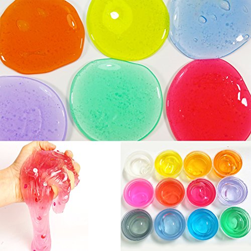 Hometall 12 Pack DIY Crystal Clear Slime Kits Slime Putty Slime Clay Toys Crafts Making Jelly Mud Dough Stress Relief Toy with 5PCS Colorful Straws, 6PCS Modeling Making Tools.(12 Colors) - Thumbnail 4