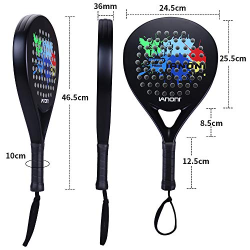 ianoni Tennis Padel Beach Racket Tennis Paddle with Carbon Fiber Face and EVA Memory Foam Core-Used Interchangeably for Paddle(Padel ) and Paddle Tennis(POP Tennis) (A-PR800)