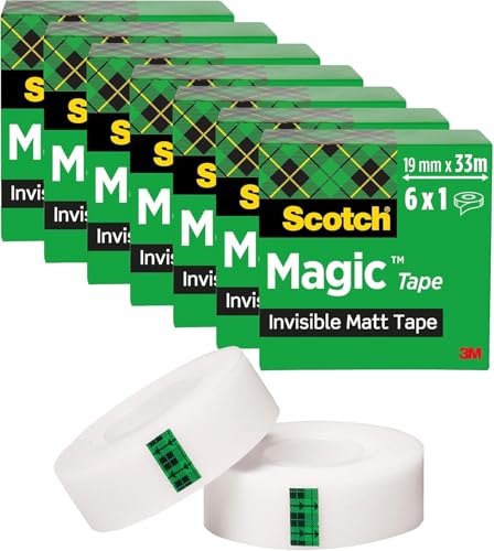 Scotch Magic Tape, Value Pack, 6 Rolls, 19 mm x 33 m