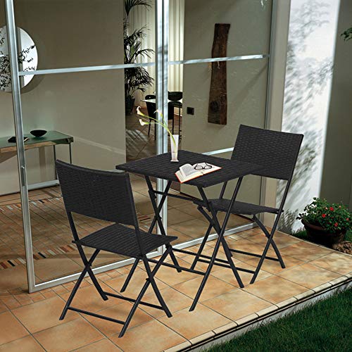 Soges 3 Pieces Folding Bistro Set Outdoor Patio Furniture Wicker Bar Set Foldable Table And Chairs Conversation Set Small Balcony Furniture Omn Fc 001
