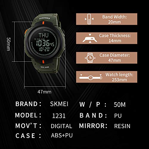 image for BOZLUN Men's Military Sports Digital Watch Survival Compass LED Screen