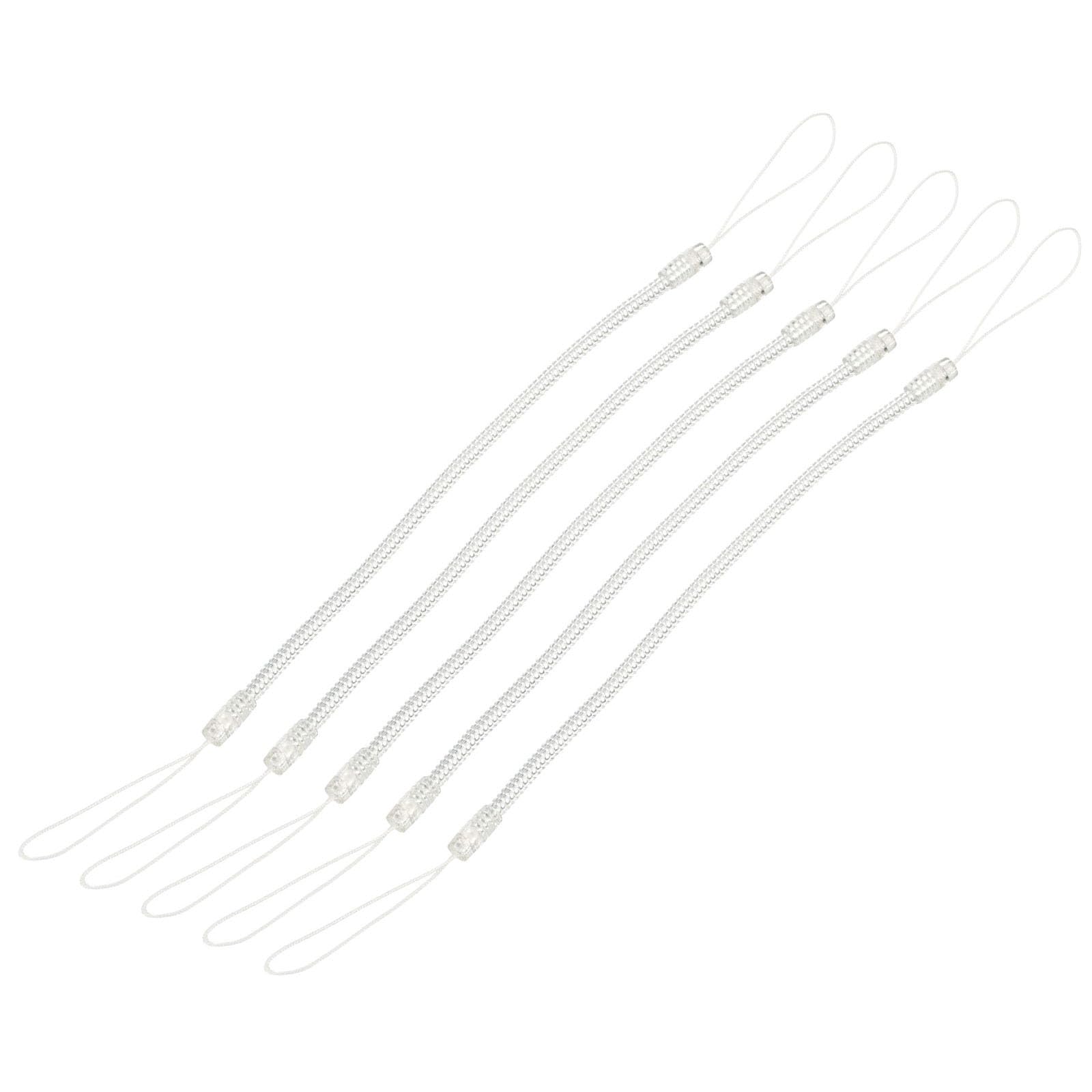 YOKIVE 5 Pcs Retractable Spring Coil Strap, Spiral Stretchy Key Holders Lanyard Cord | Great for Home Keys, Backpacks, Pens, Torches (Clear, 6-Inch)