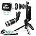 Camera Lens Kit by Zeso | Professional Telephoto, Macro & Wide Angle Lenses | Multi-use tripod And Selfie Remote Control | For iPhone, Samsung Galaxy, iPads, Tablets | Hard Case & Universal Phone Clip