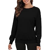 Smile Fish Women's Crewneck Long Raglan Sleeve Sweatshirt Loose Fit Relaxed Pullover Fleece Lined Casual Warm Tops