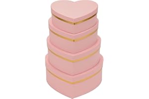 Oairse Pink Gift Boxes with Lids for Present Heart Shaped Flower Boxes for Arrangements Set of 4 Floral Gift Boxes for Bridesmaid, Proposal, Wedding, Birthday, Baby Showers
