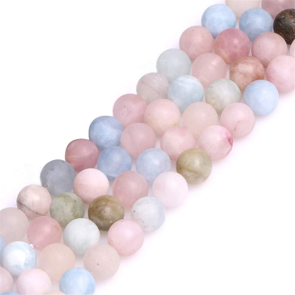 SHGbeads Matte Frosted Morganite Morgan Stone Gemstone Semi Precious 8mm Round Loose Beads for Jewellery Making DIY Bracelet Necklace Crafts 15''