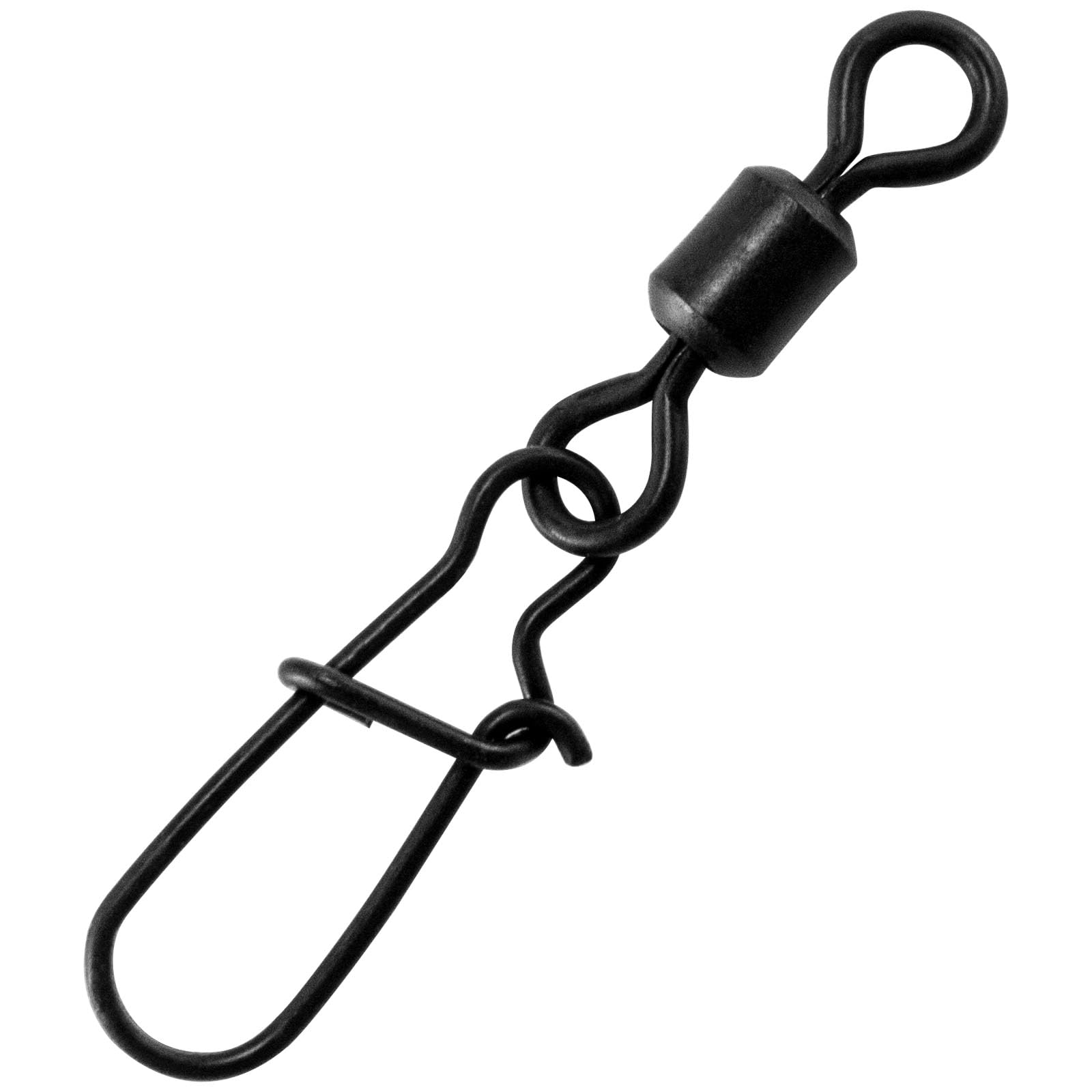 Alwonder Pack of 50 Matte Black Barrel Swivels Snaps Fishing Snaps Swivels for Spin Fishing, Snap Hangers, Pike Swivels, Pike Leader Snap Fresh, Saltwater Fishing Accessories, High Load Capacity #4+2