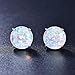 Junxin 925 Sterling Silver Round Cut Opal Stud Earrings Gift for women 7.5MM (White 3)