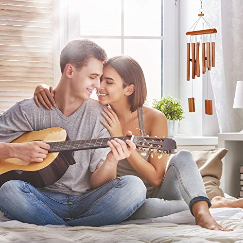 WEIKAI LIMITED Bamboo Wooden Wood Wind Chimes Outdoor Brown 10 Tube Natural Soothing Sound, Suitable for Outdoor Indoor Balcony (Brown)