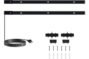 Yuemegou Black H Type Track Lighting Rail Kit, 6.56FT(3.28 * 2) Track Lighting System Single Circuit 120V H Track Rail with I Connectors, Live End Feed Connectors and Switch Cable