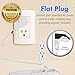 Maximm Cable 6 Ft 360° Rotating Flat Plug Extension Cord/Wire, 16 AWG Multi 3 Outlet Extension Wire, 3 Prong Grounded Wire - White - UL Certified