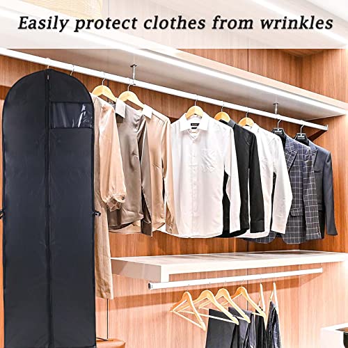 Niviy Dress Bag Covers Long 60 x 180cm, Dust-proof Dress Bag Moth Proof Garment Bag Anti-Moth Protector Folding Long Coat Covers with Pocket and Handle,Pack of 1 (Black)