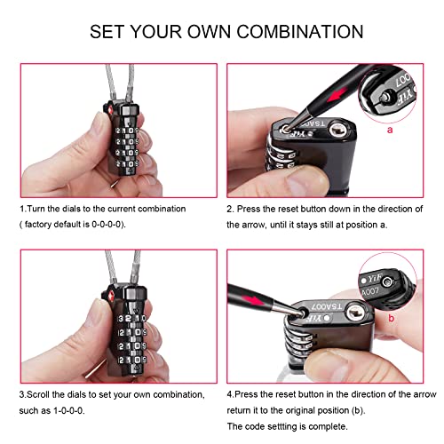 ZHEGE Luggage Locks TSA Approved, 4 Digit Combination Travel Lock with
