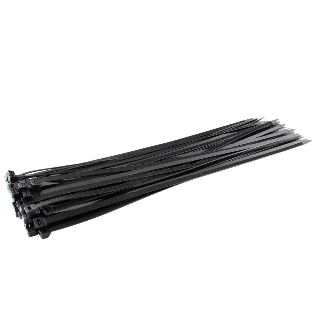 Gocableties Black Cable Ties Heavy Duty, 610mm x 9.0mm, Pack of 100, Long Nylon Zip Ties, Plastic Tie Wraps, Secure Self-Locking Mechanism, for Home, Garden, Office and DIY