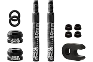 MUQZI Bike Presta Valve Extender, Aluminum Alloy 50mm Bicycle Valve Extender Extension Kit with Valve Core Remover Tool and Core Nuts (2 Pack)