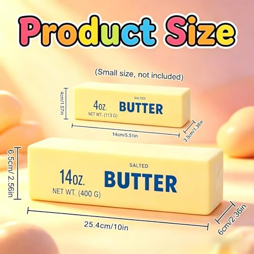 10in Giant Butter Squishy, Jumbo Big Butters 14oz Squeeze Stress Balls, Large Butter Stick Stress Relief Slow Rising Fun for Anxiety Relief Party Favors(1 PCS)