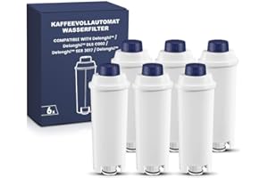Mutital Coffee Machine Fitler, Delonghi Filter Replacement for DeLonghi DLSC002, Delonghi Magnifica Evo, Dinamica Plus, ESAM, ETAM, BCO, EC. Activated Carbon Water Filter Cartridges Softener (6 Pcs)
