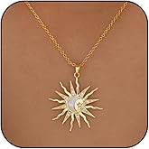 Gold Silver Rhinestone Sun Necklace Bohemian Sun Pendant Necklace Dainty Gold Necklace for Women Christmas Jewelry Accessories