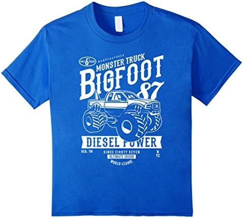 Kids Monster truck Bigfoot T-shirt Vintage Graphic Design Shirt 6 Royal Blue